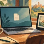 File ACSM su computer accanto a un ebook reader