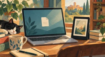 File ACSM su computer accanto a un ebook reader