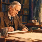 Illustrazione editoriale ispirata a Tolkien per una guida all’ordine di lettura dei suoi libri
