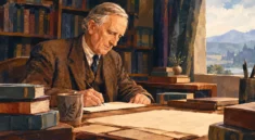 Illustrazione editoriale ispirata a Tolkien per una guida all’ordine di lettura dei suoi libri